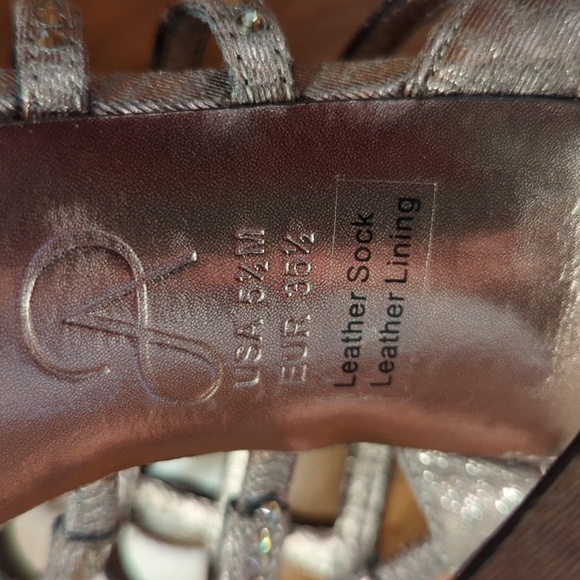 NWT Adrianna Papell | Metallic Silver Rhinestone Strappy High Heels Size 5.5 - Picture 6 of 9